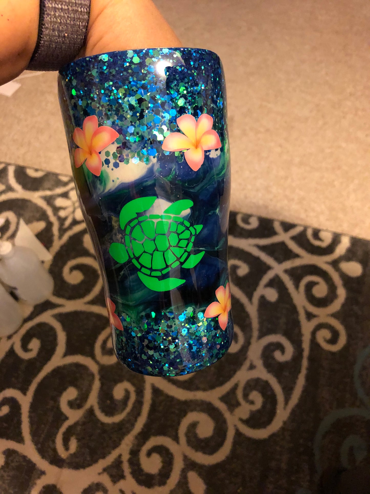 Beach and Turtle Tumblers Custom Made