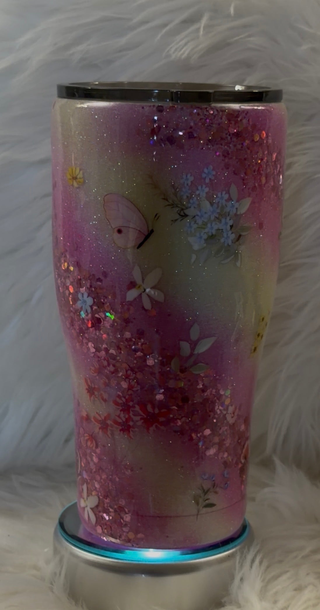 Yellow and Pink Butterfly Tumbler