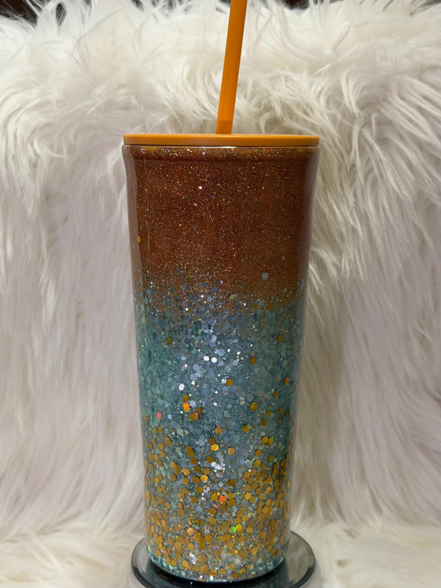 Gold and Blue Glitter Tumbler