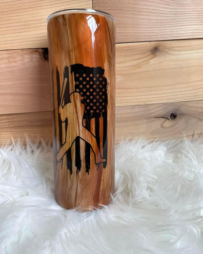 Baseball Wood Grain Tumbler Custom