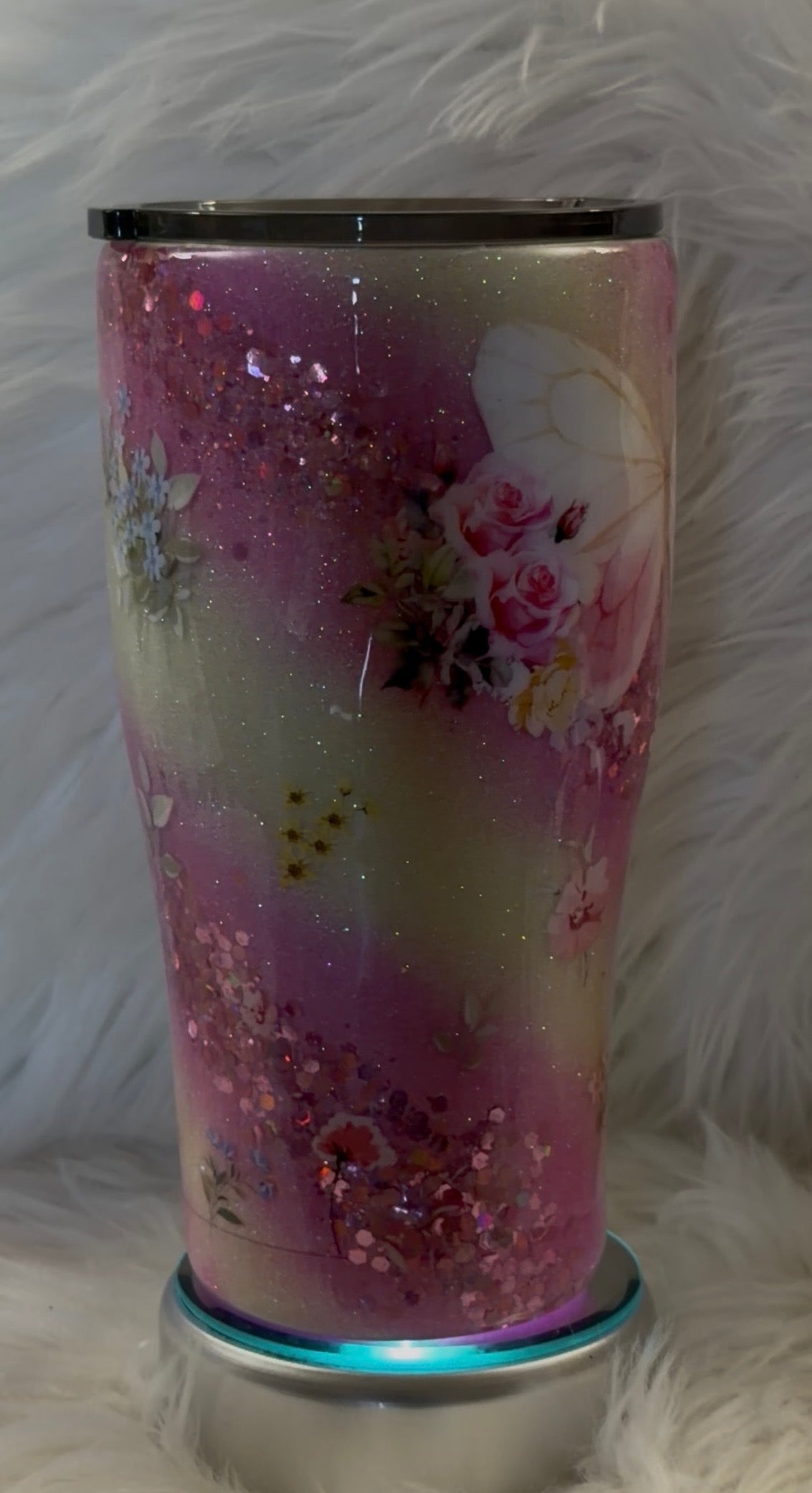 Yellow and Pink Butterfly Tumbler