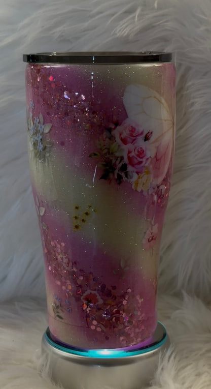 Yellow and Pink Butterfly Tumbler