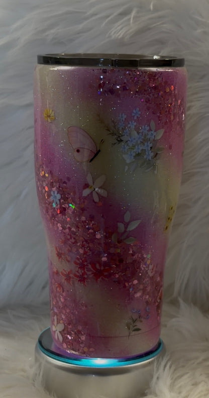 Yellow and Pink Butterfly Tumbler