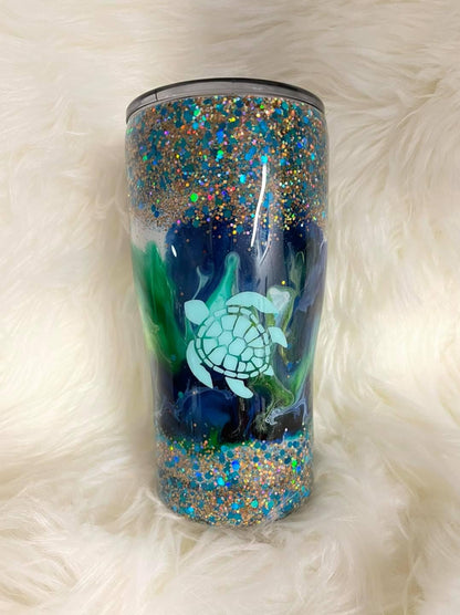 Beach and Turtle Tumblers Custom Made